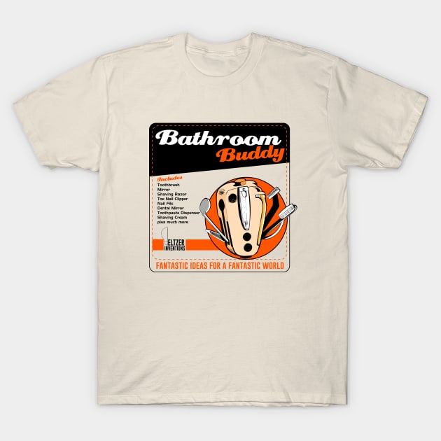 Peltzer Inventions Bathroom Buddy T-Shirt by Meta Cortex